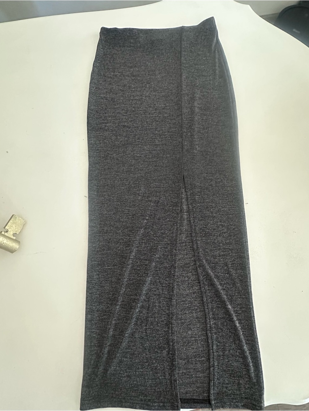 Vintage 90s Cien U.S.A. Heather Charcoal Grey Maxi Skirt with High Front Slit  M